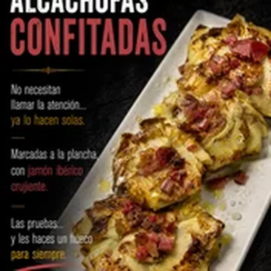 Alcachofas confitadas con jamón
